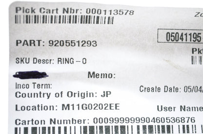 New OEM Kawasaki 92055-1293 O Ring NOS