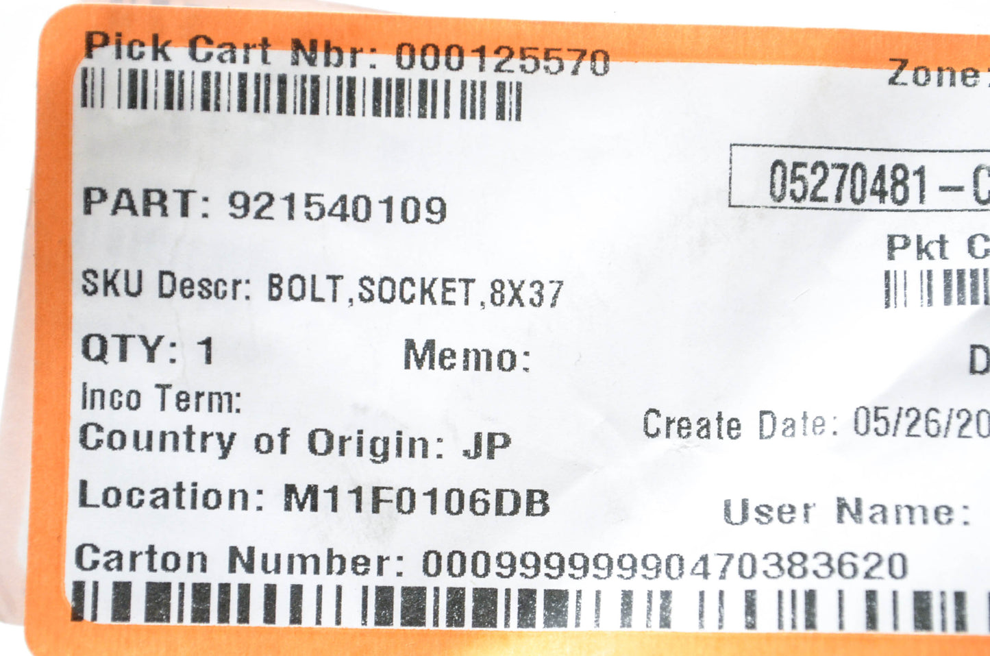 New OEM Kawasaki 92154-0109 Socket Bolt NOS