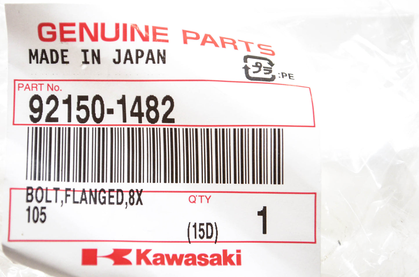 New OEM Kawasaki 92150-1482 Flanged Bolt NOS