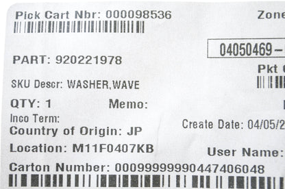 New OEM Kawasaki 92022-1978 Wave Washer NOS