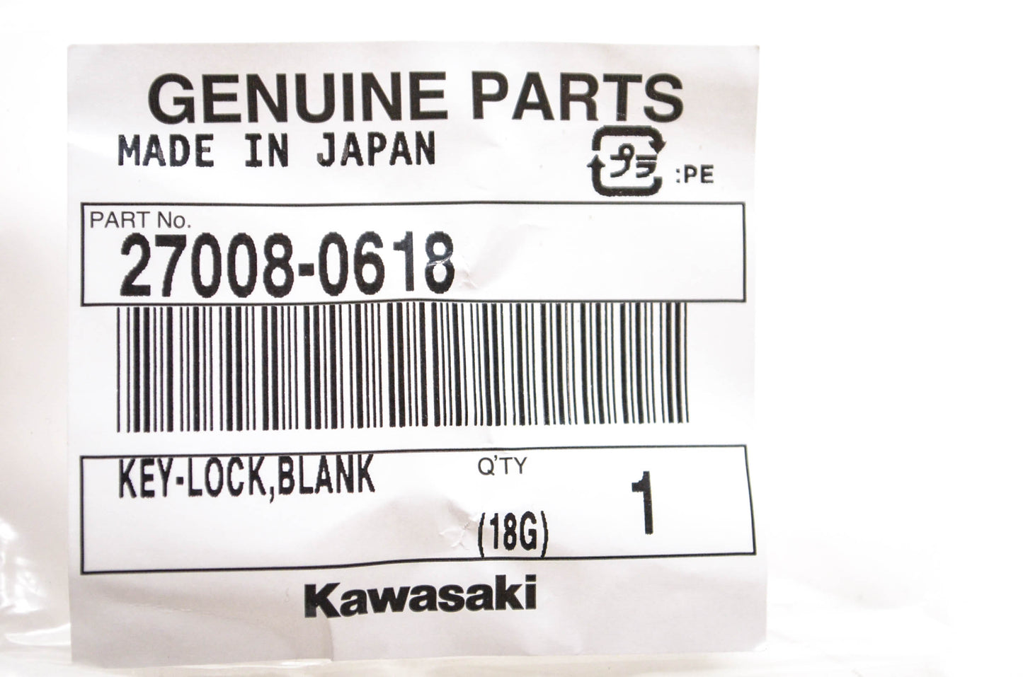 New OEM Kawasaki 27008-0618 Blank Key NOS