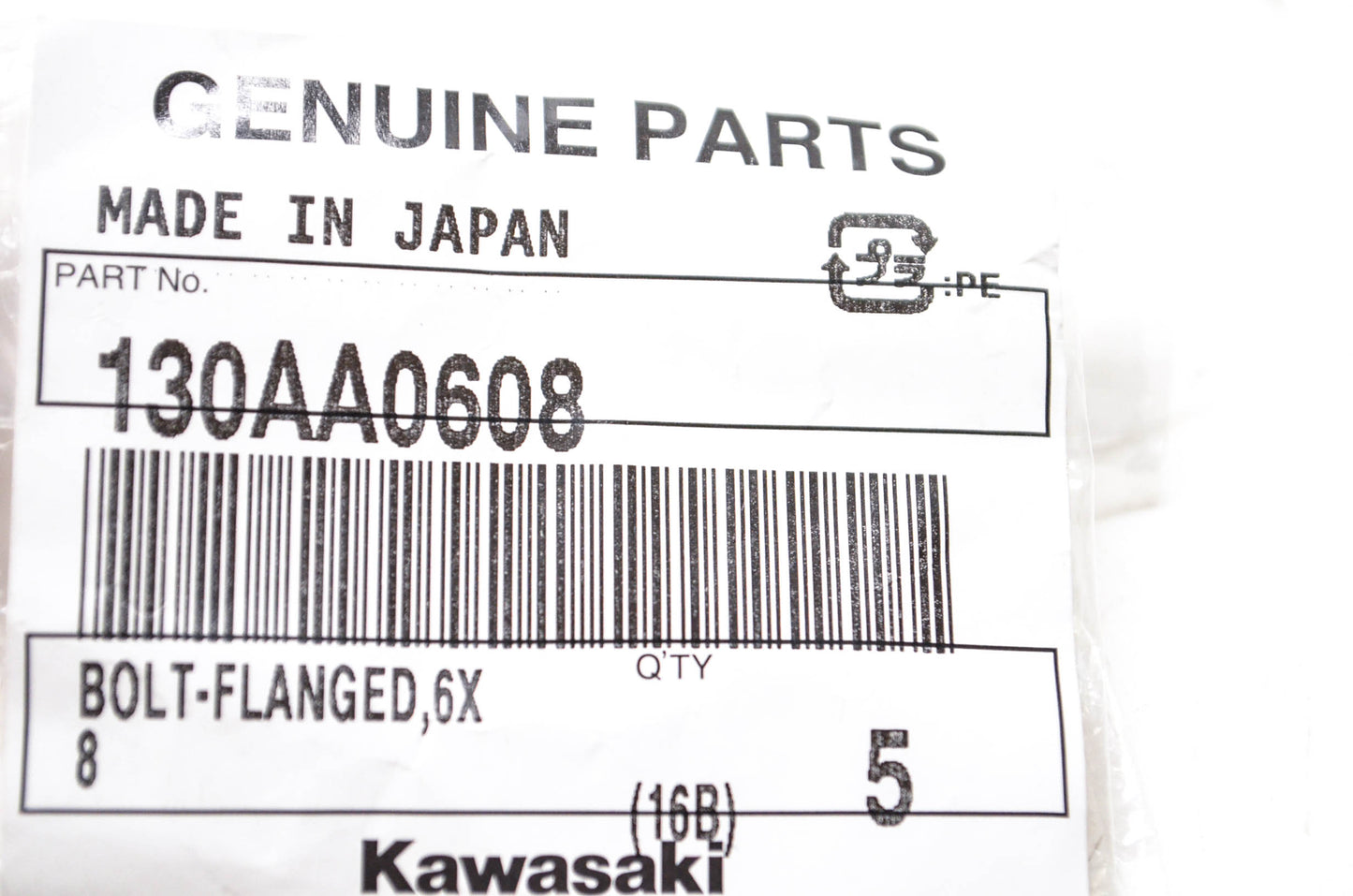 New OEM Kawasaki 130AA0608 Flanged Bolt NOS