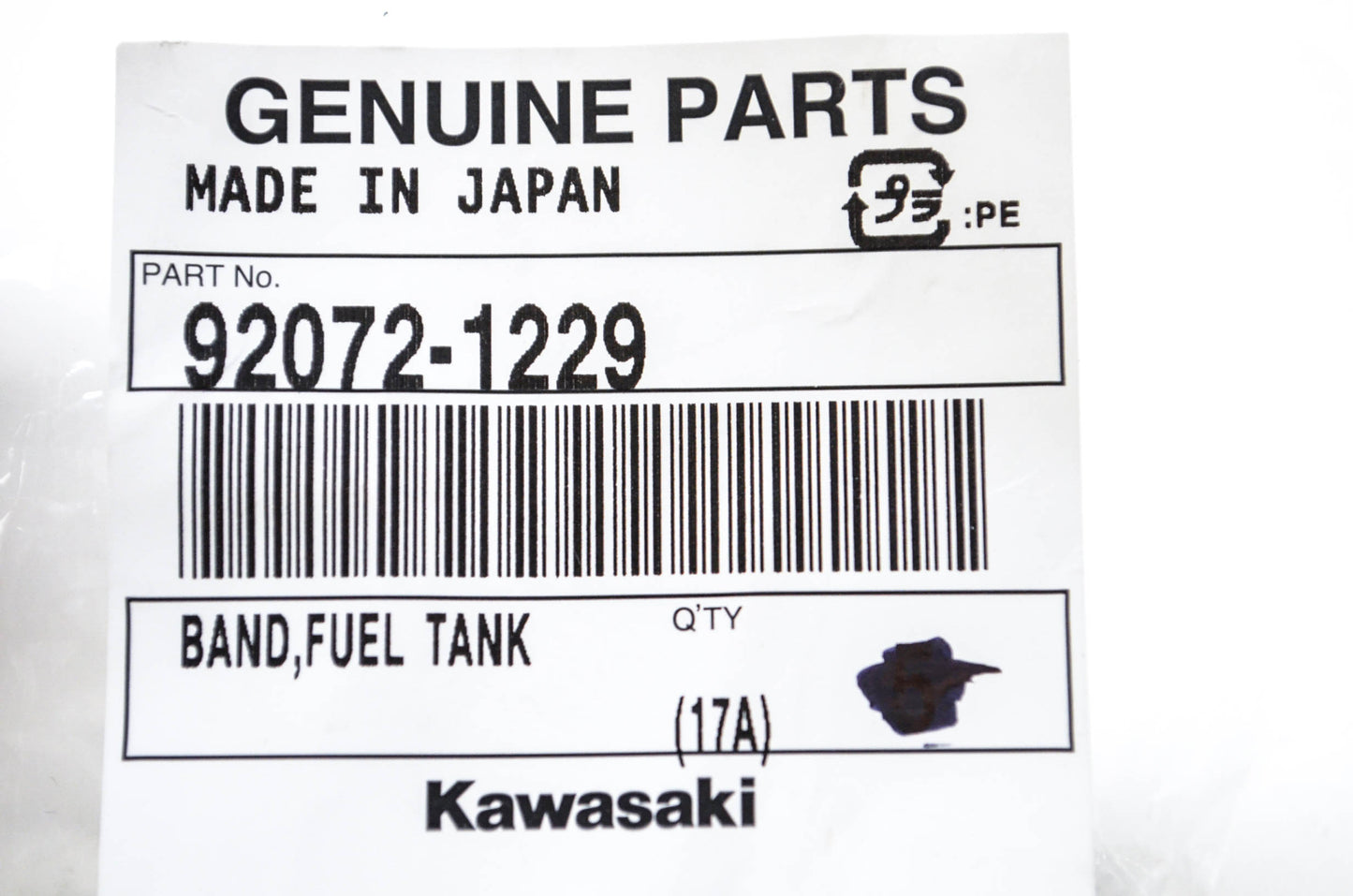 New OEM Kawasaki 92072-1229 Fuel Tank Strap NOS