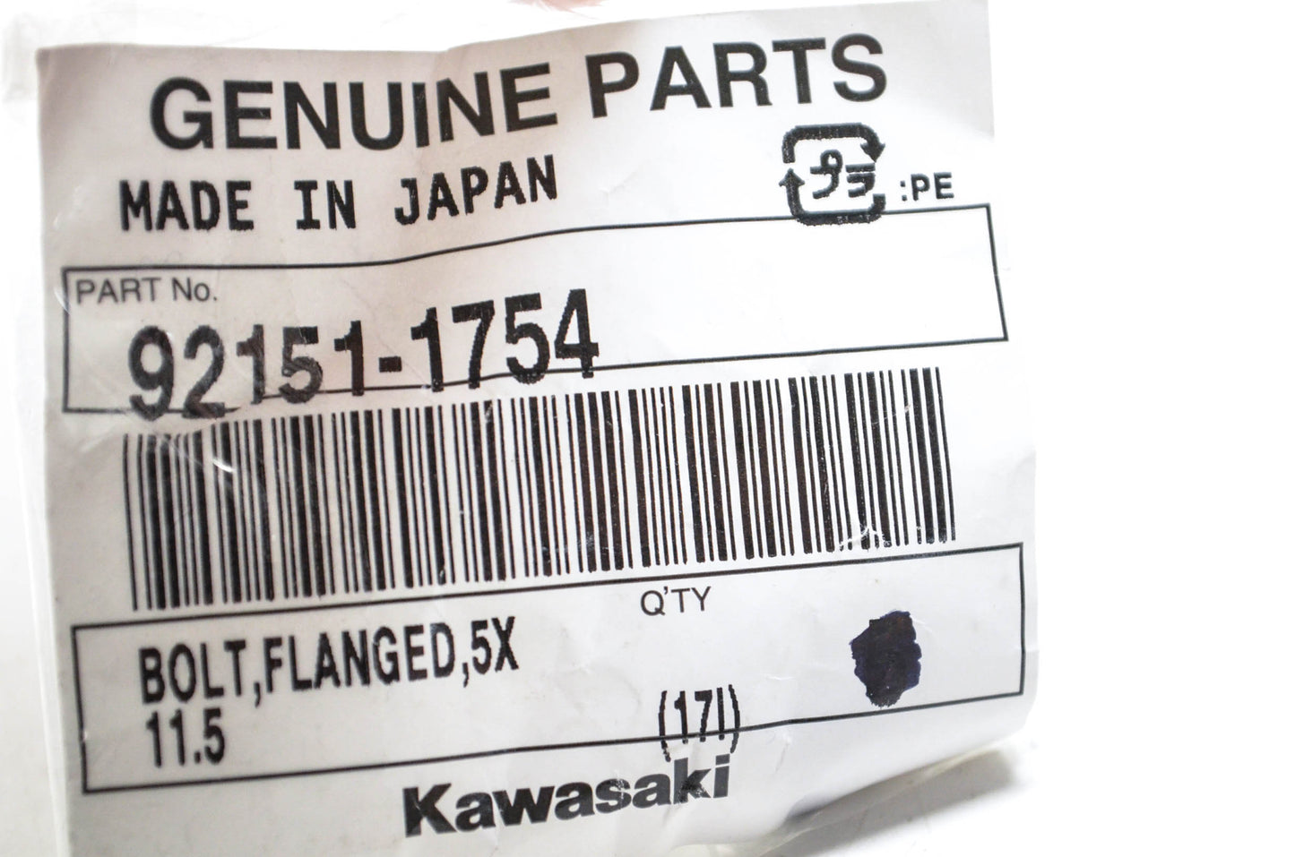 New OEM Kawasaki 92151-1754 Flange Bolt QTY 2 NOS