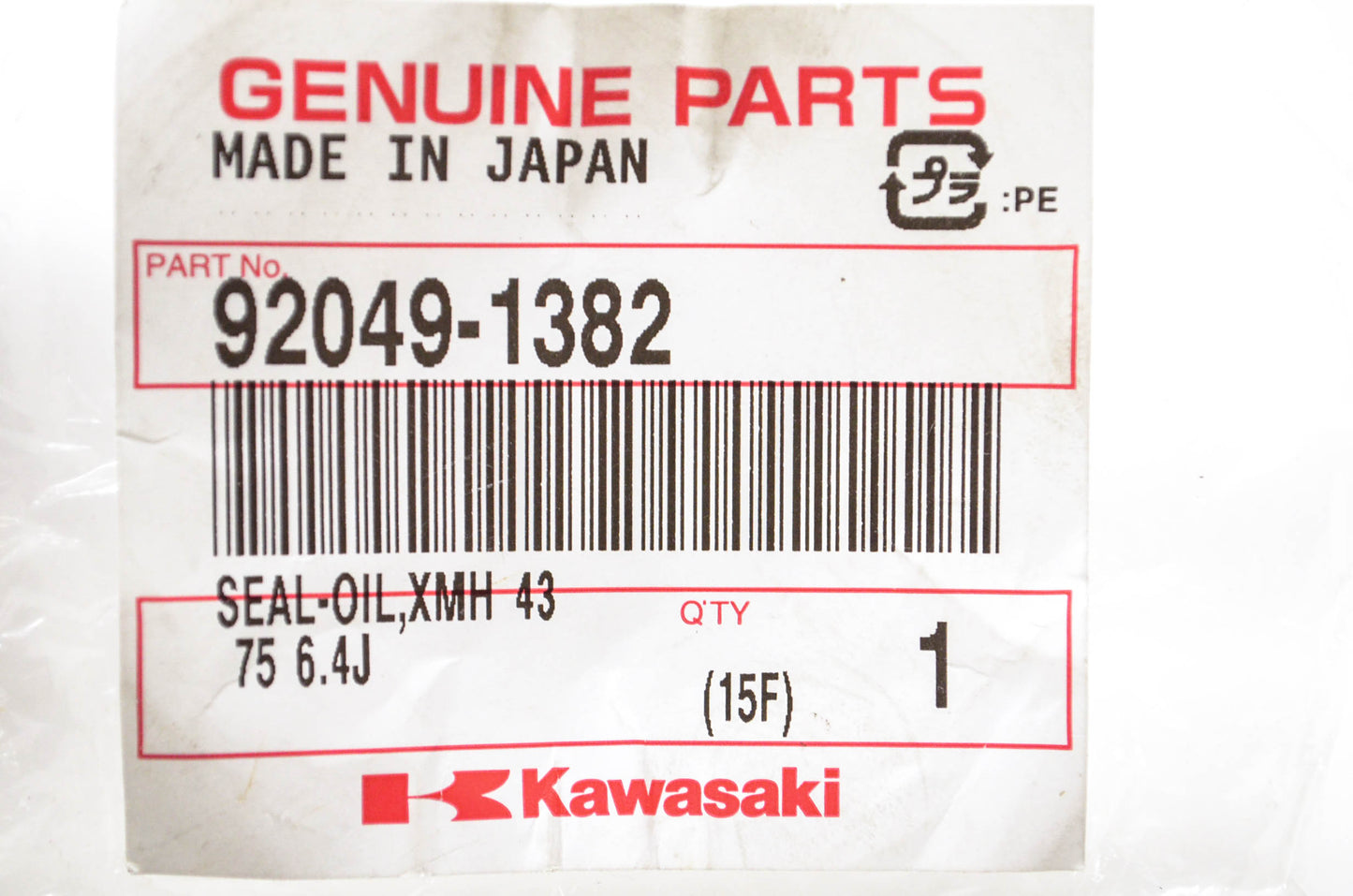 New OEM Kawasaki 92049-1382 Oil Seal NOS