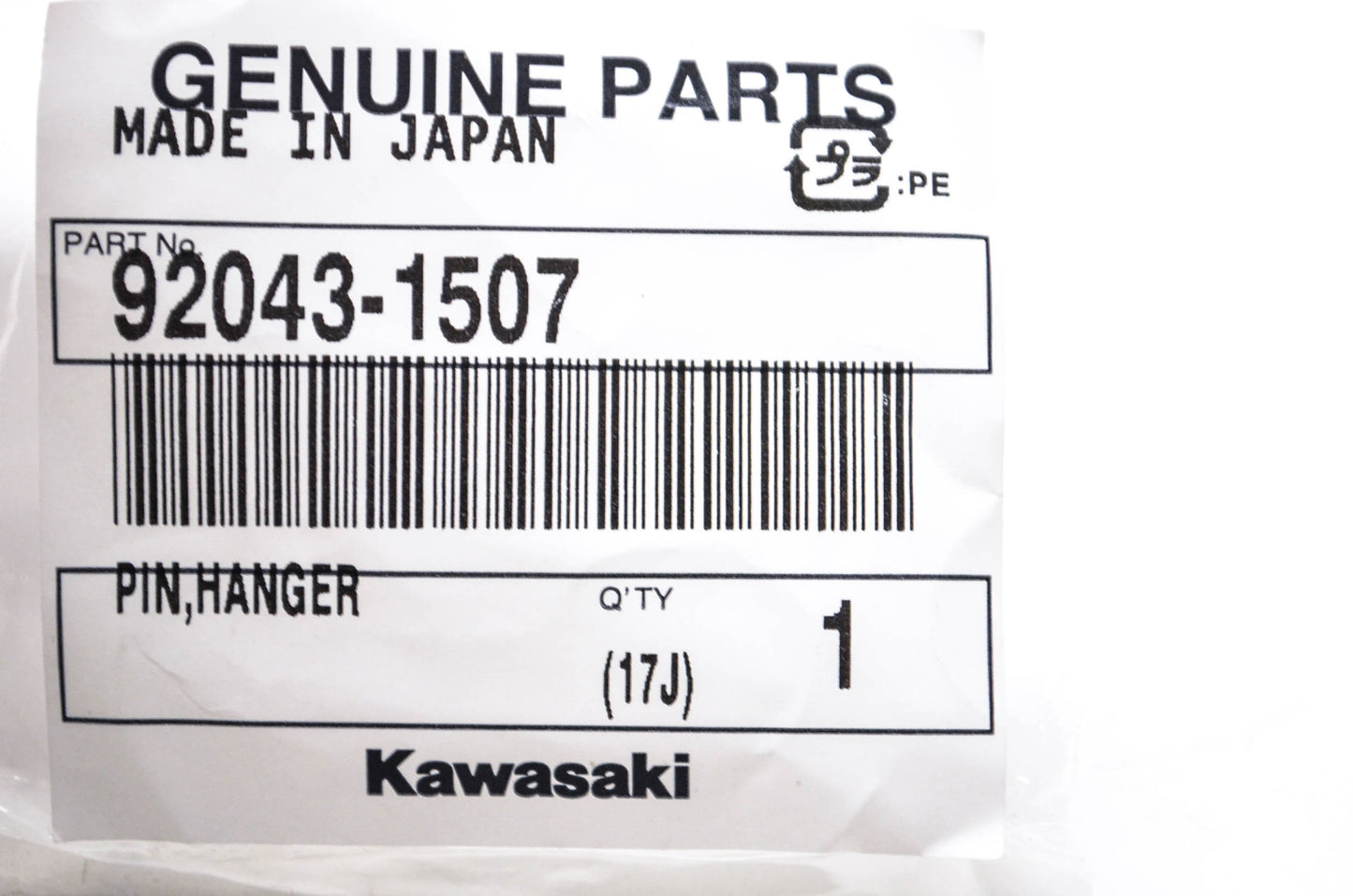 New OEM Kawasaki 92043-1507 Pin NOS