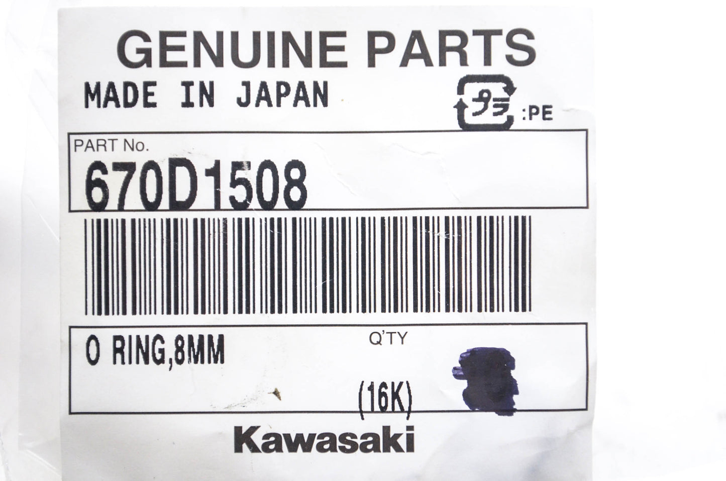 New OEM Kawasaki 670D1508 O Ring Qty 2 NOS
