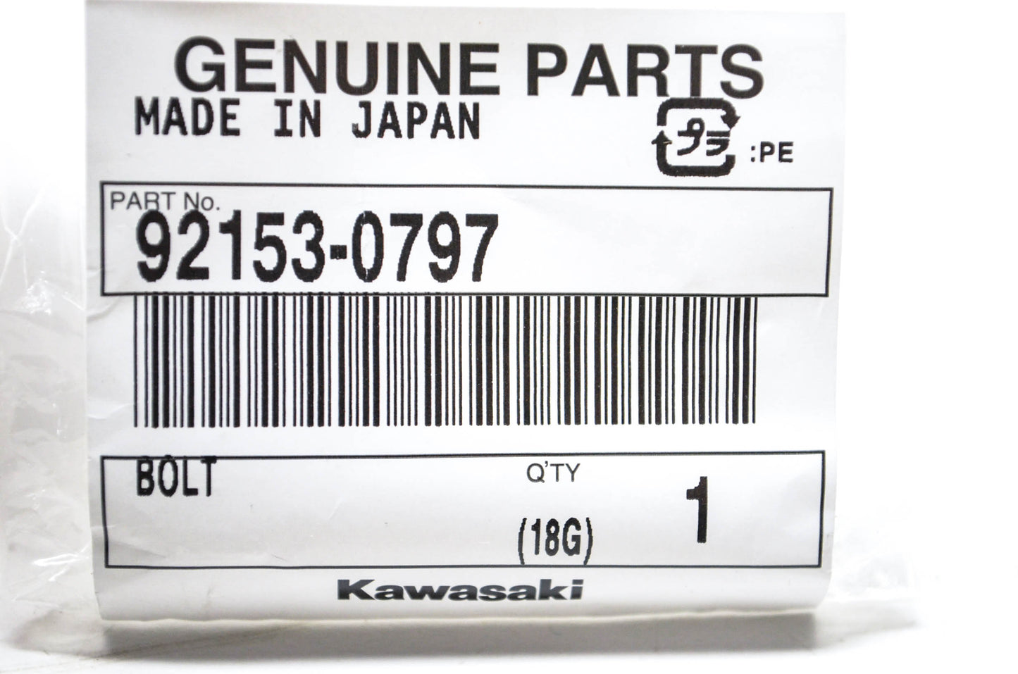 New OEM Kawasaki 92153-0797 Bolt NOS