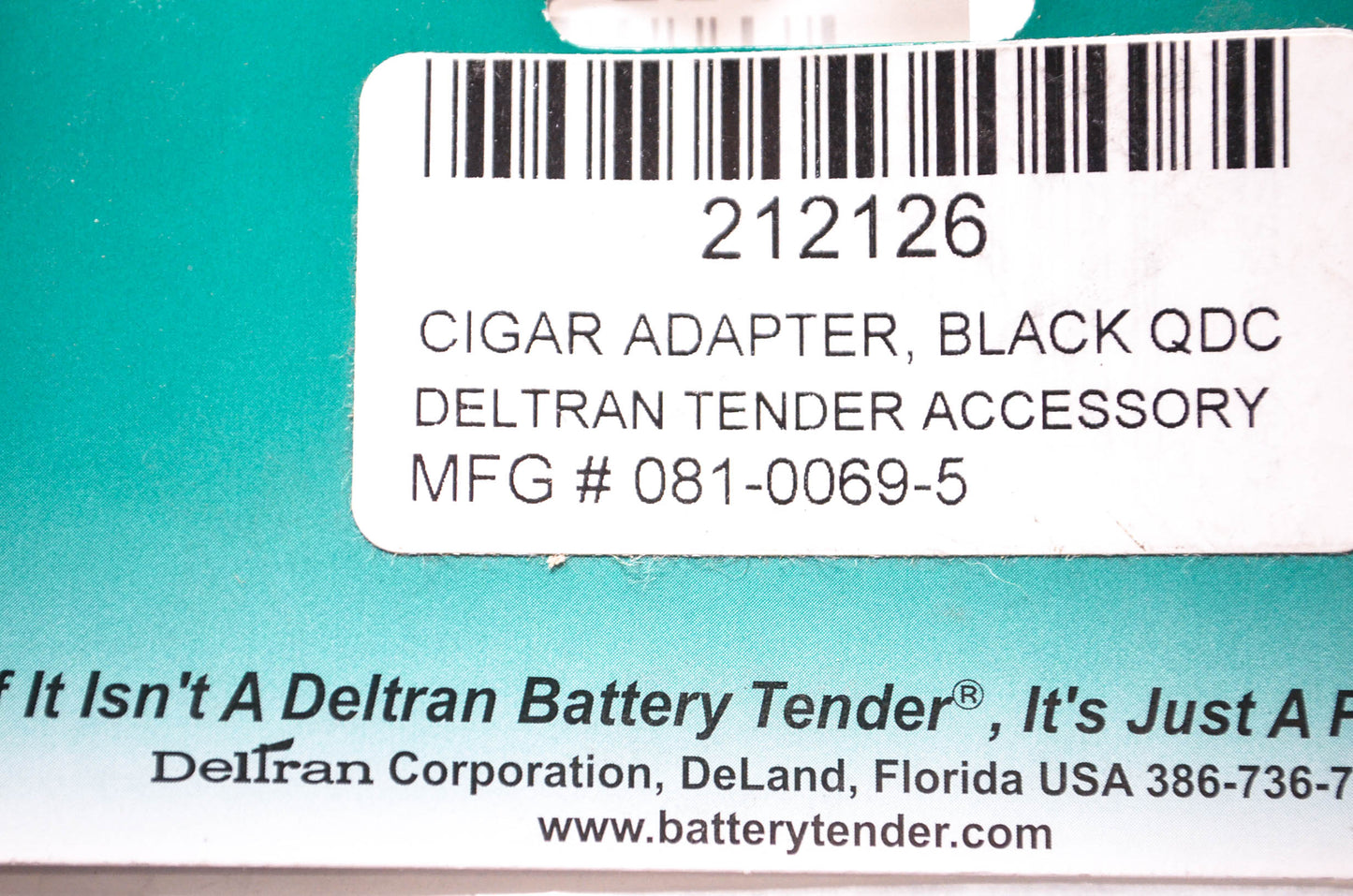 Delran 081-0069-5, 212126 Cigar Lighter Adapter NOS