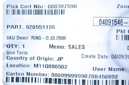 New OEM Kawasaki 92055-1155 O Ring NOS