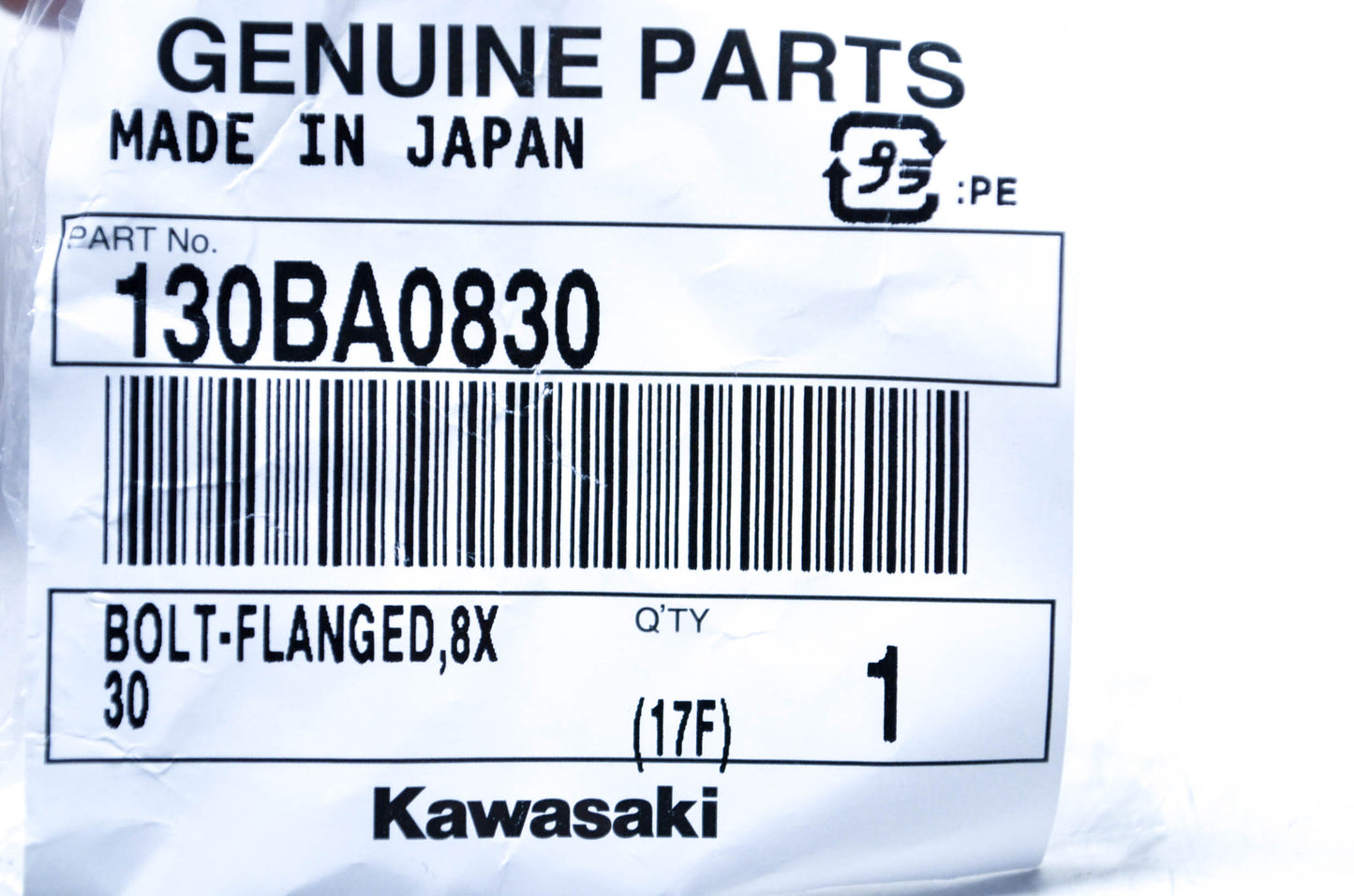 New OEM Kawasaki 130BA0830 Flanged Bolt NOS