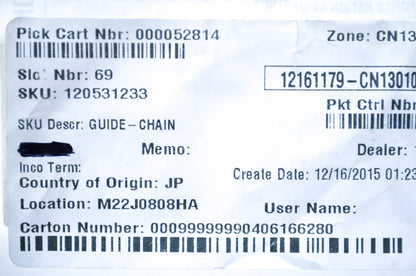 New OEM Kawasaki 12053-1233 Chain Guide NOS