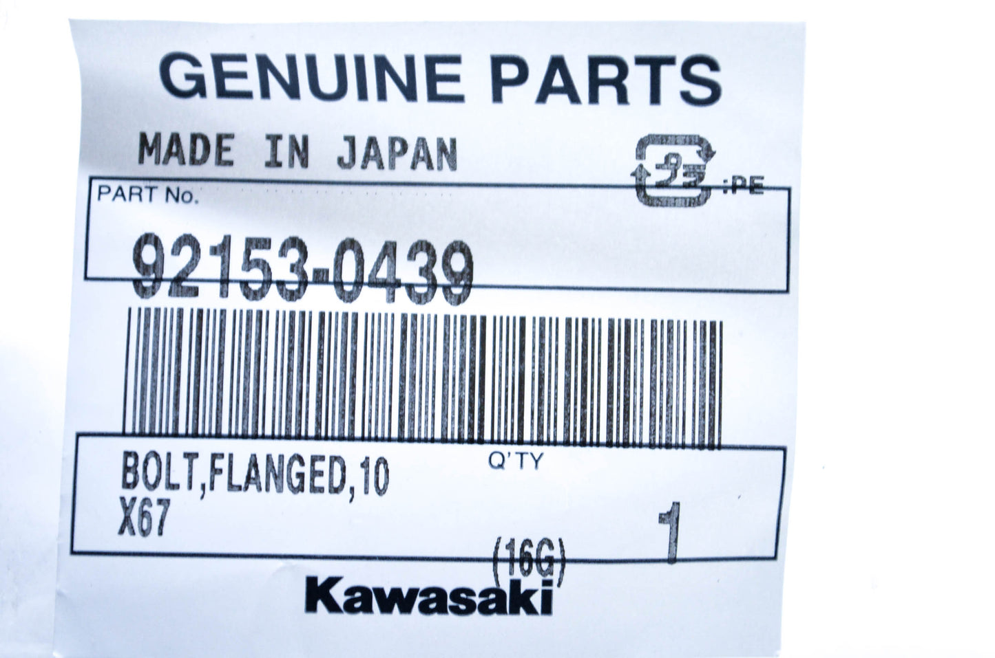 New OEM Kawasaki 92153-0439 Bolt NOS