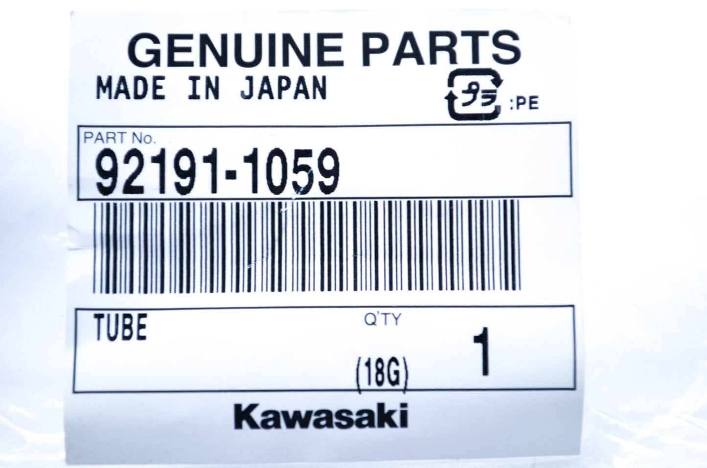 New OEM Kawasaki 92191-1059 Tube NOS