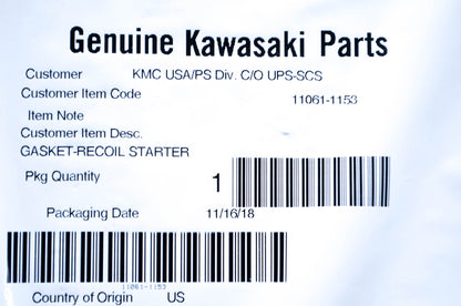 New OEM Kawasaki 11061-1153 Recoil Starter Gasket NOS