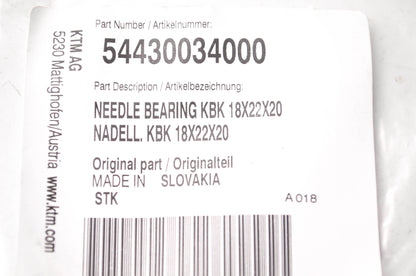 New OEM KTM 54430034000 Needle Bearing 18X22X20 NOS