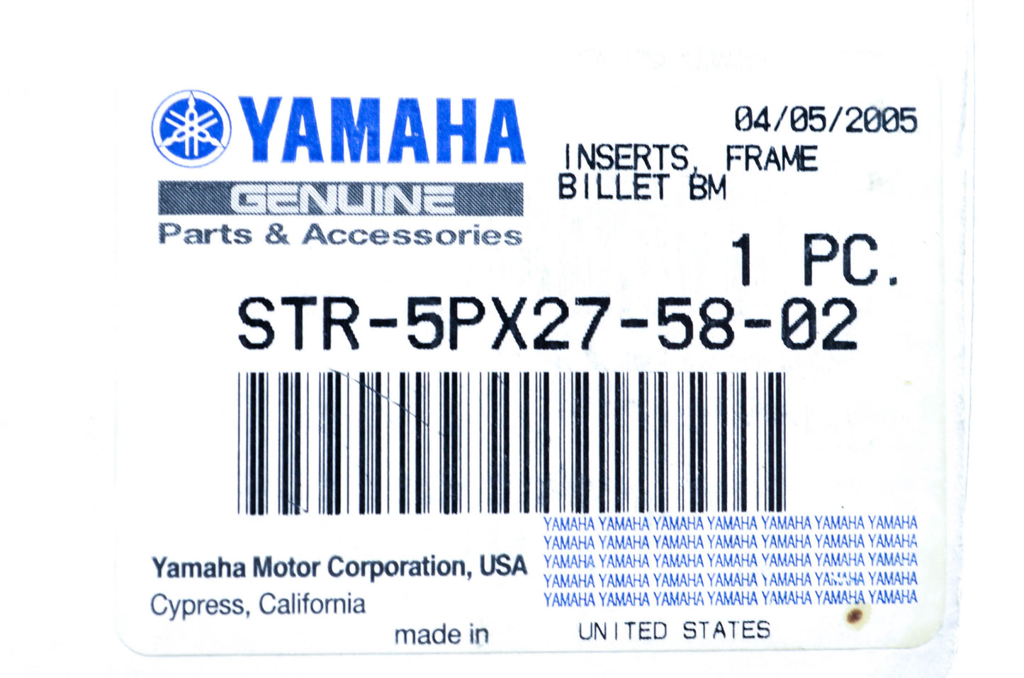 New OEM Yamaha STR-5PX27-58-02 Frame Billet Insert Kit NOS