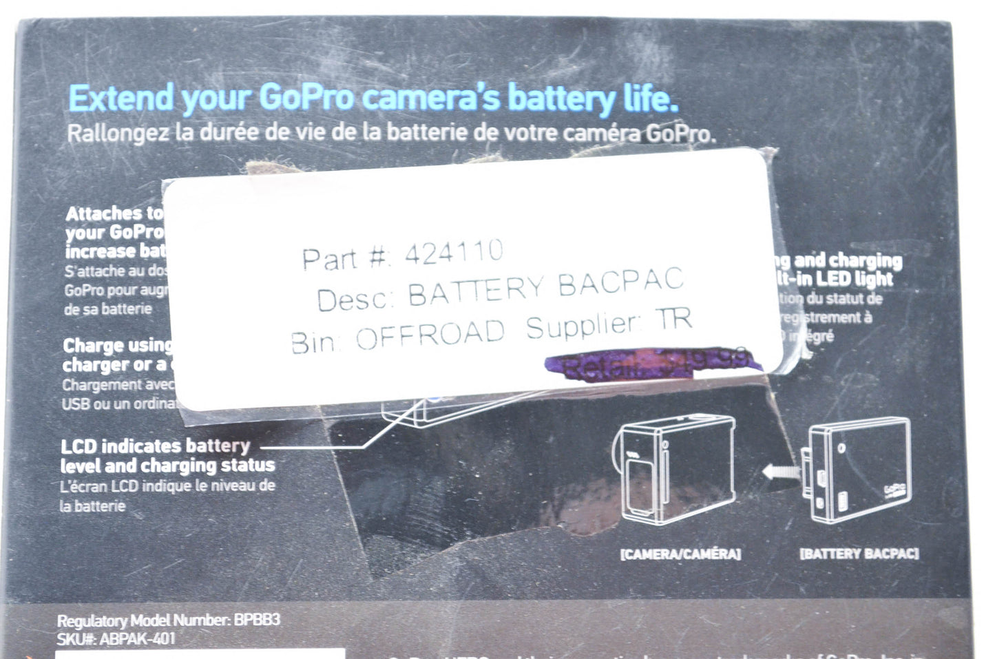 GoPro 424110, ABPAK-401 Battery BacPac NOS