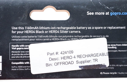 GoPro 424109, AHDBT-401 Hero 4 Rechargable Battery NOS