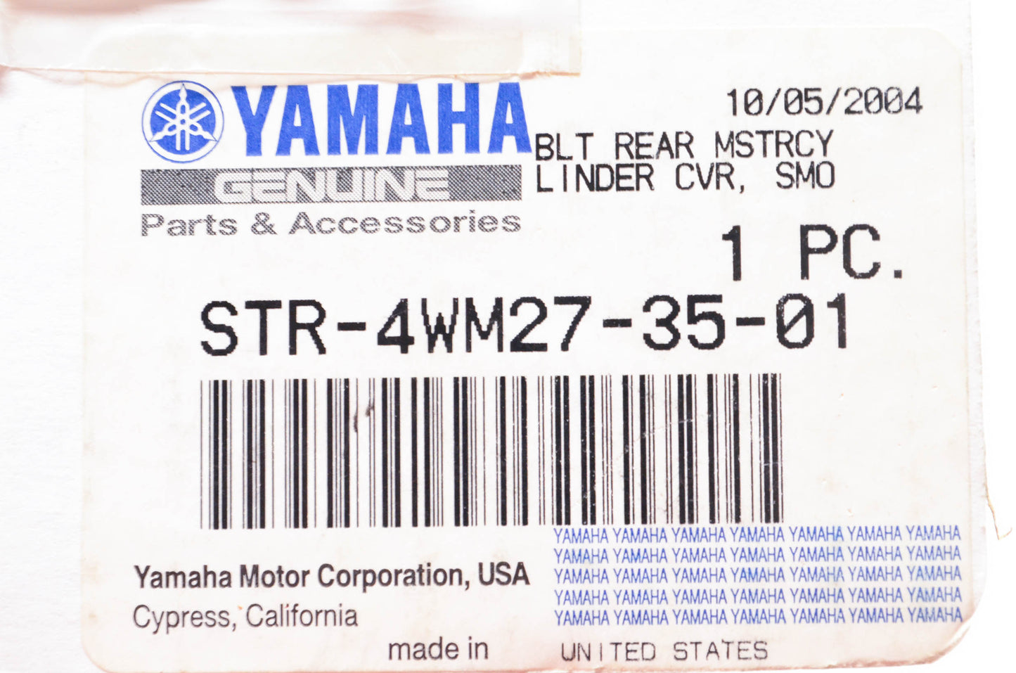 New OEM Yamaha STR-4WM27-35-01 Master Cylinder Rear Billet NOS