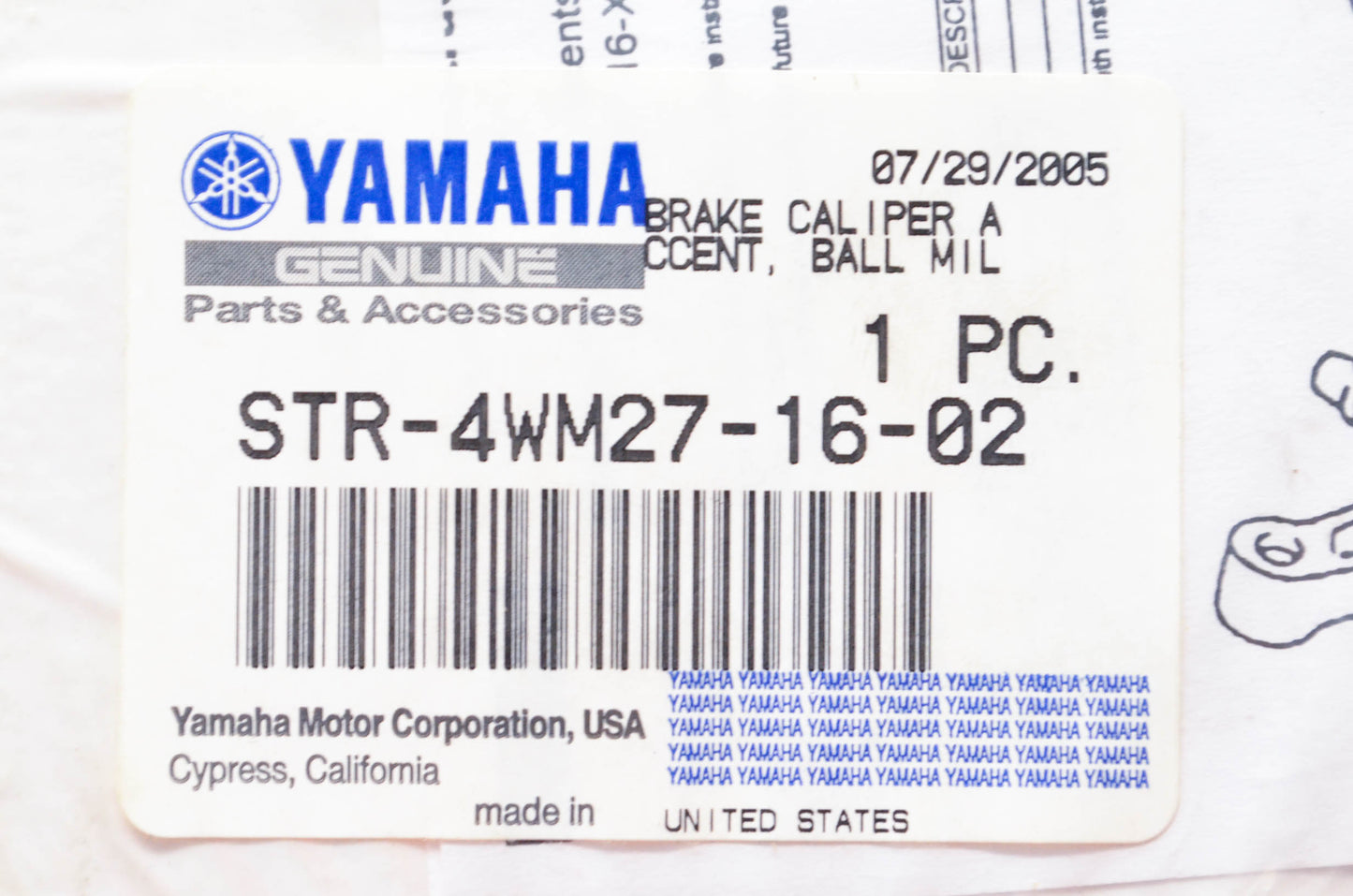 New OEM Yamaha STR-4WM27-16-02 Caliper Accent Kit NOS