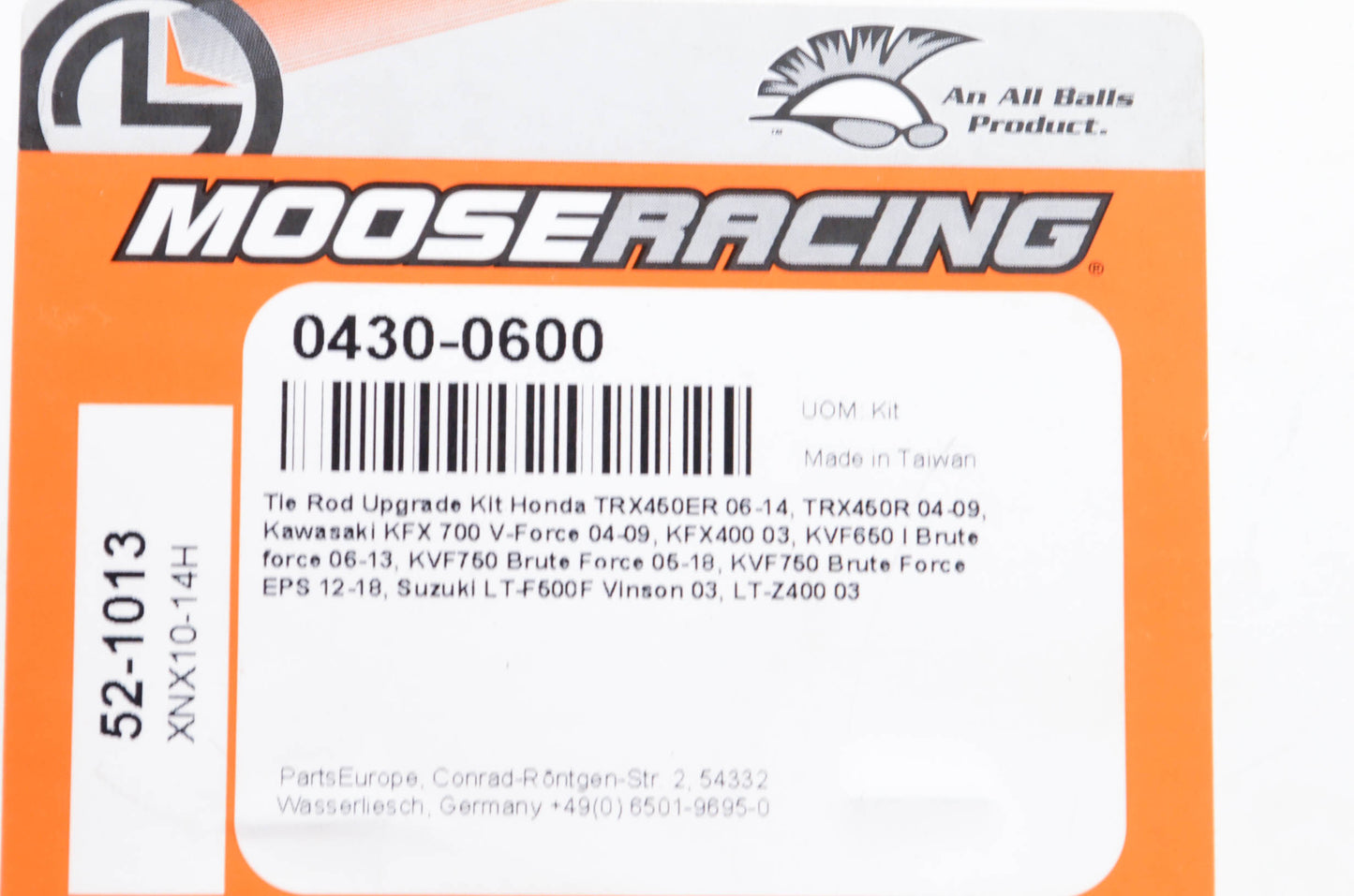 Moose Racing 0430-0600, 52-1013 Tie Rod Kit NOS