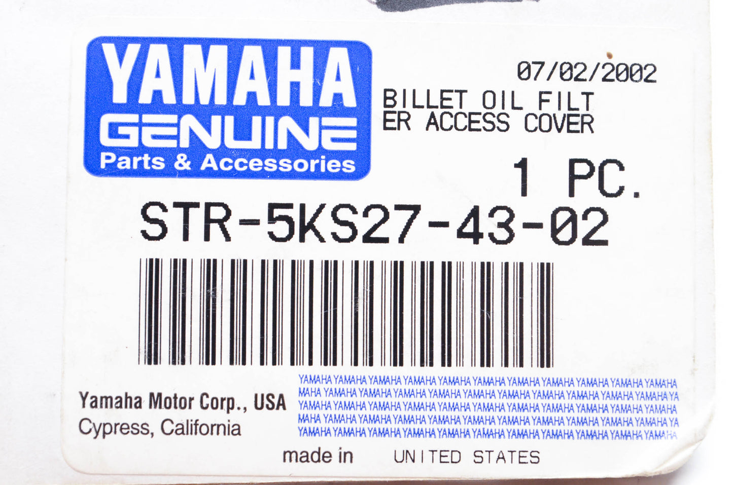 New OEM Yamaha STR-5KS27-43-02 Oil Filter Billet NOS