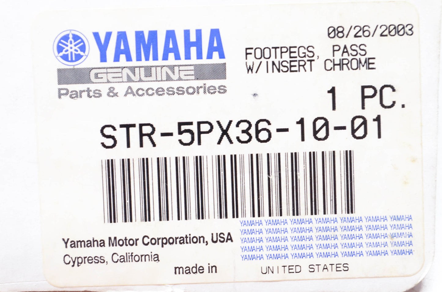 New OEM Yamaha STR-5PX36-10-01 Footpegs NOS