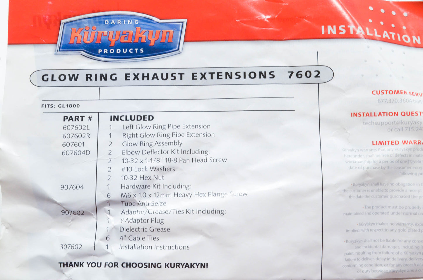 Kuryakyn 7602 Glow Ring Exhaust Extension Kit NOS