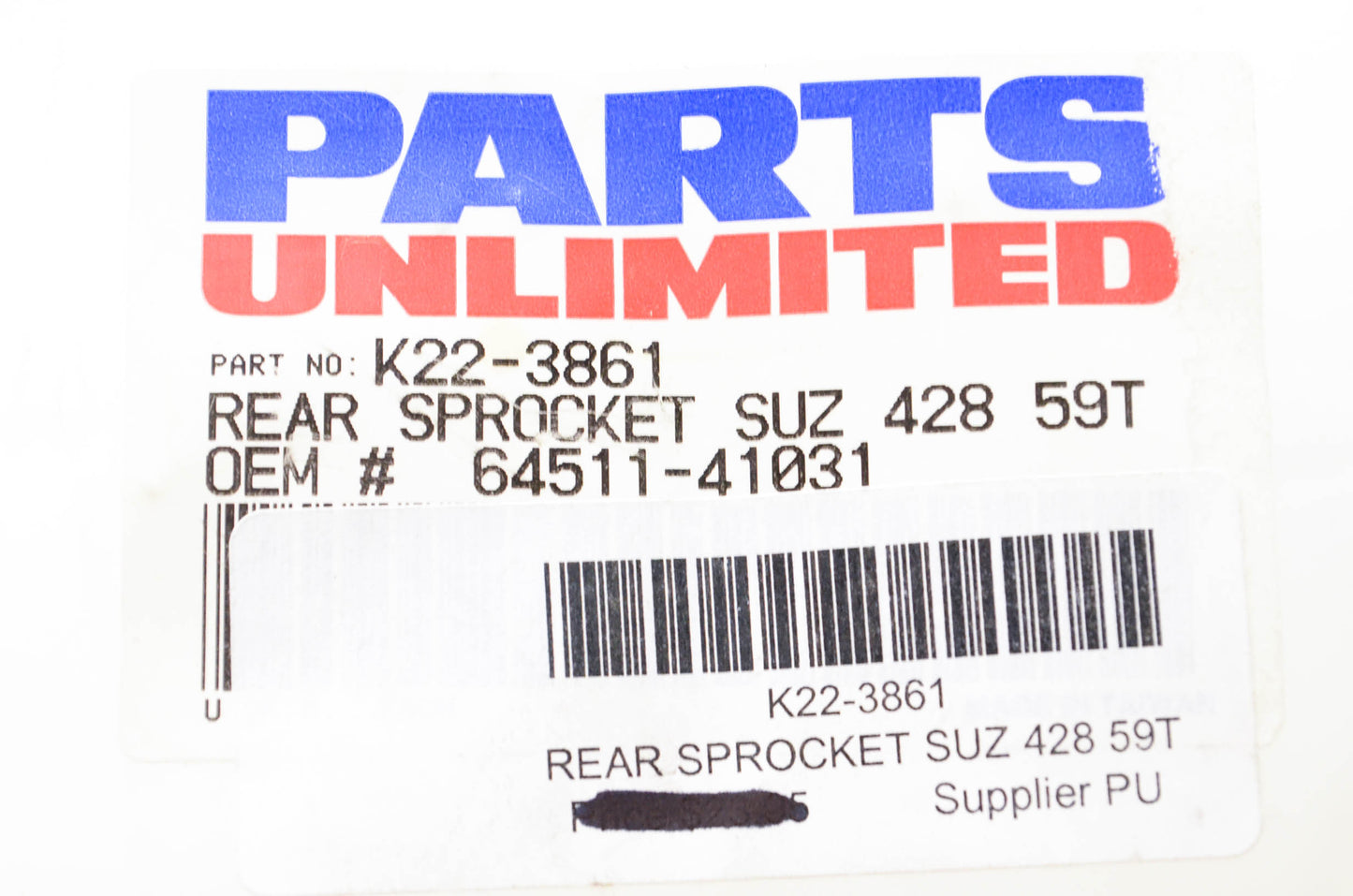 Parts Unlimited K22-3861, 64511-41031 Sprocket 59T NOS