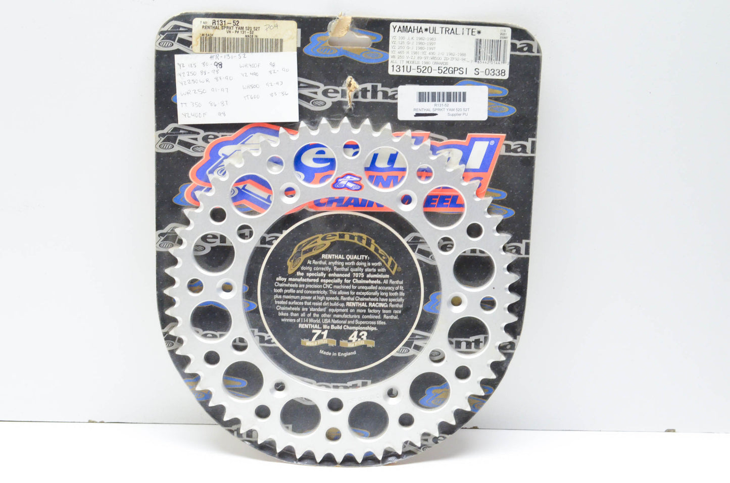 Renthal R131-52, 131U-520-52GPSI Sprocket 52T NOS