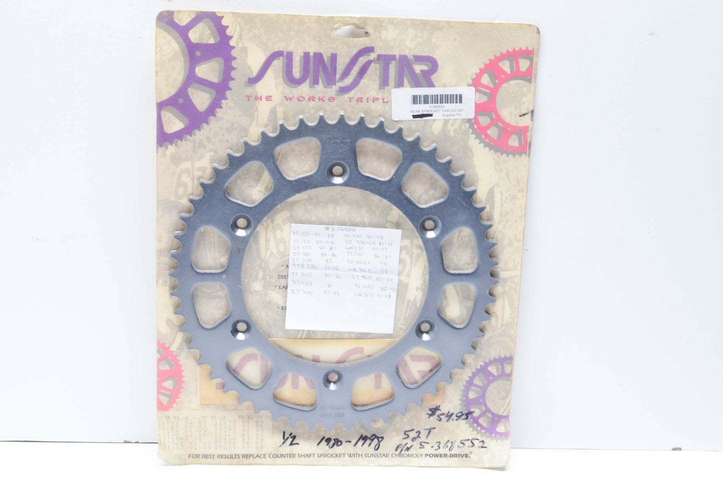 SunStar 5-368552, 7075-T6 Sprocket 52T NOS