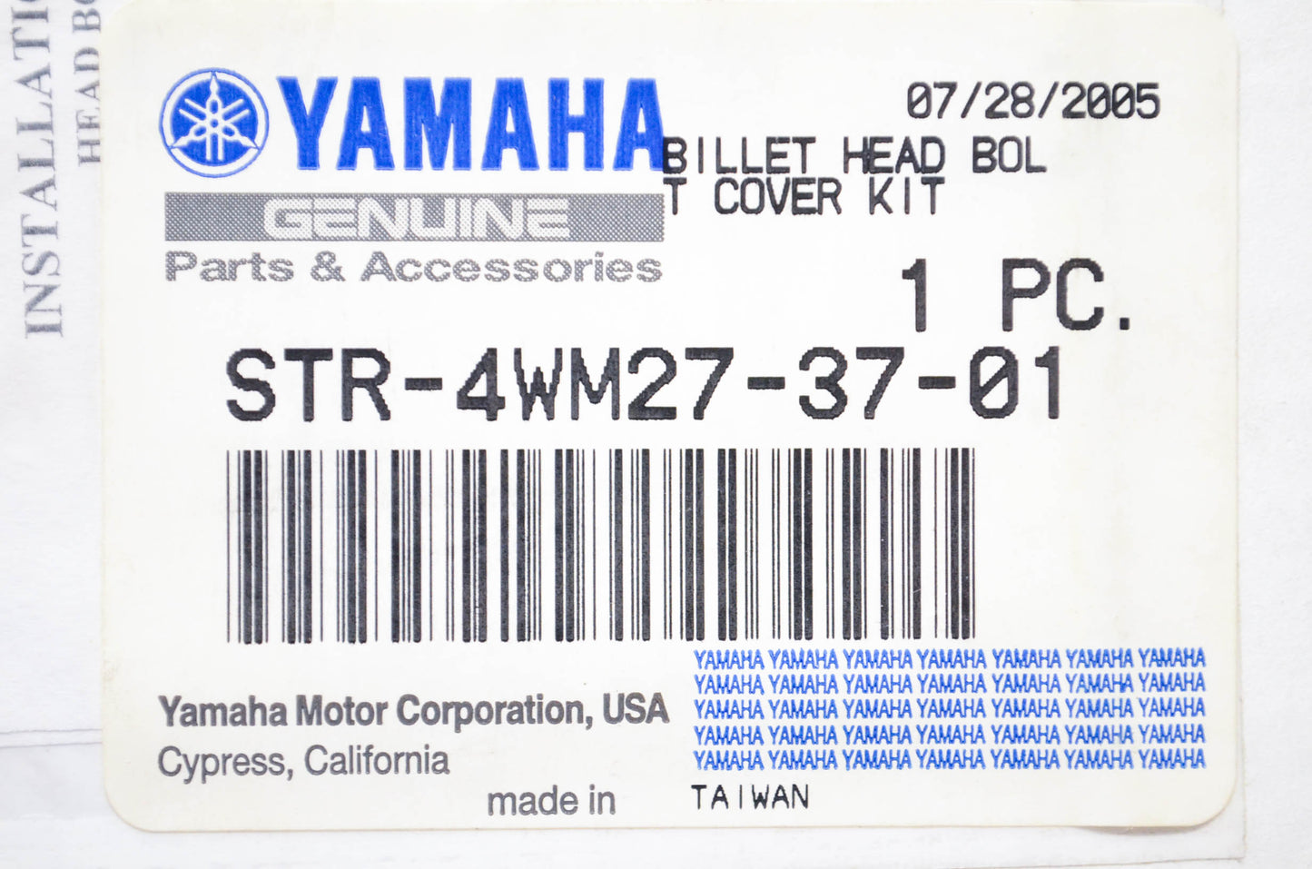 New OEM Yamaha STR-4WM27-37-01 Billet Head Bolt Cover NOS