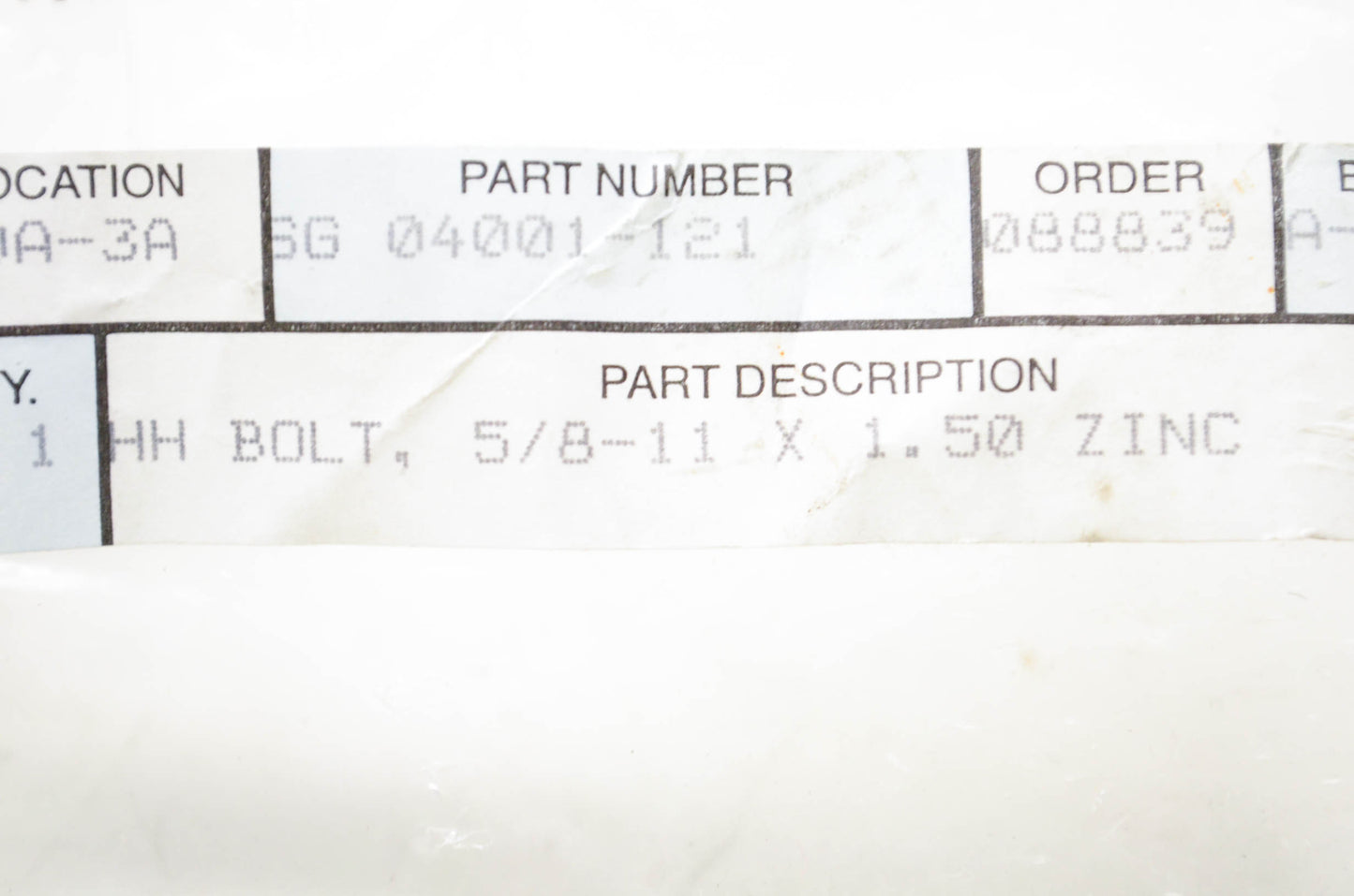 Scag SG 04001-121, 04001-121 HH Bolt NOS
