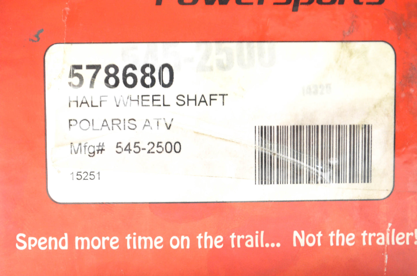 Motor Masters 578680, 545-2500 Half Wheel Shaft NOS