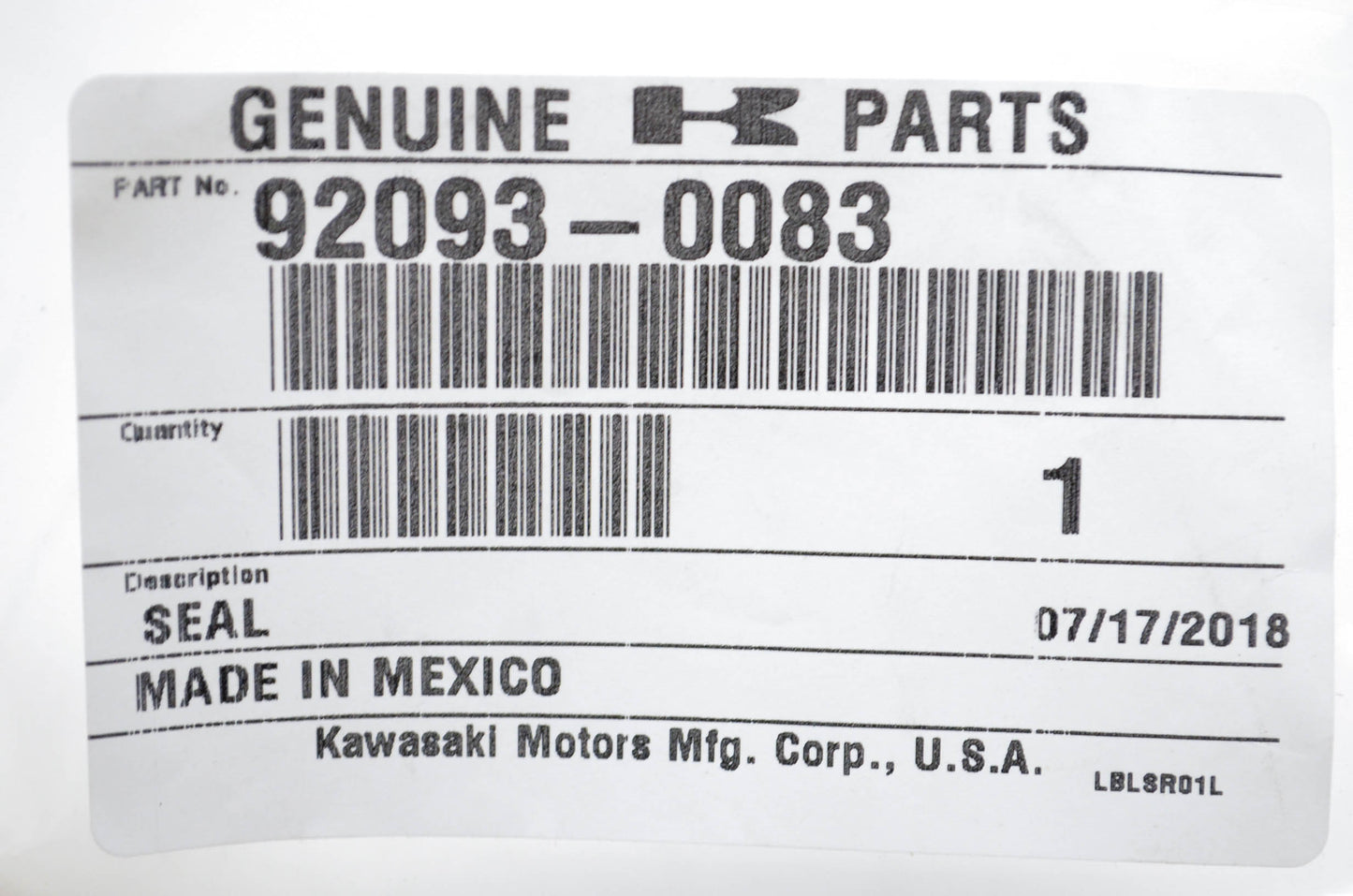 New OEM Kawasaki 92093-0083 Seal NOS