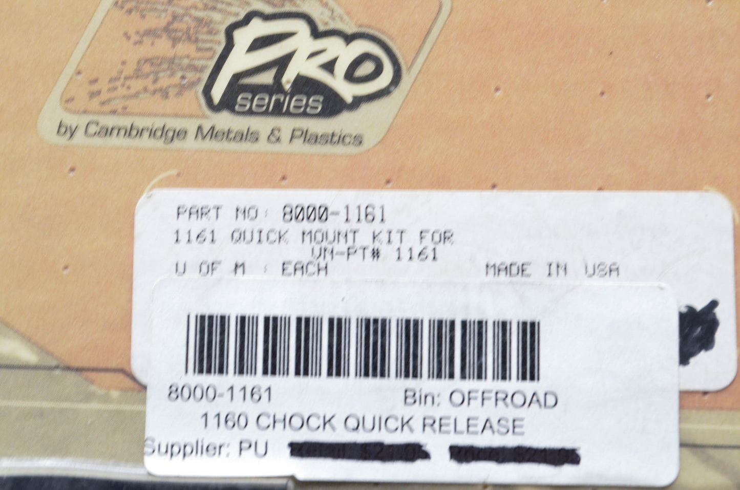 Cambridge Metal 8000-1161 Chock Quick Release Kit NOS