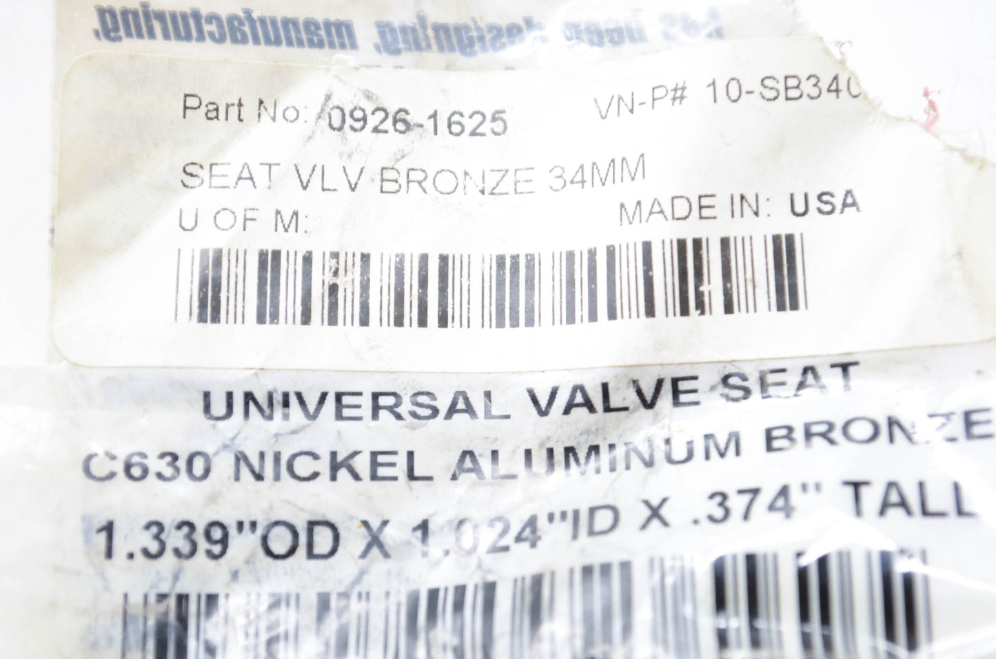 Kibblewhite 0926-1625, 10-SB340 Seat Valve 34mm NOS