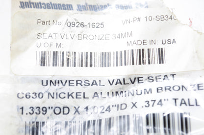 Kibblewhite 0926-1625, 10-SB340 Seat Valve 34mm NOS
