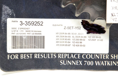 SunStar 3-359252, Z-5ET-Y52 Sprocket Kit 52T NOS