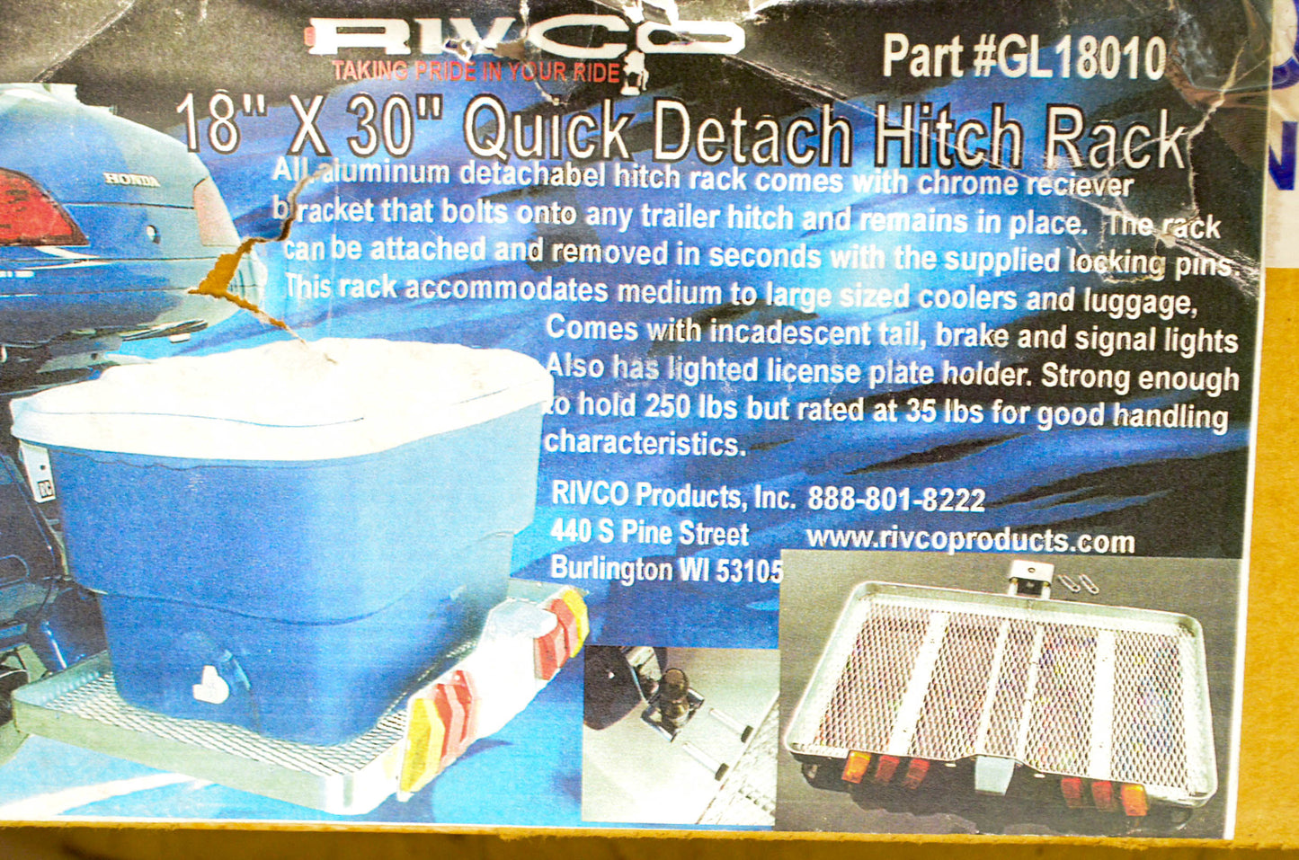 Rivco GL18010 Quick Detach Hitch Rack Kit NOS