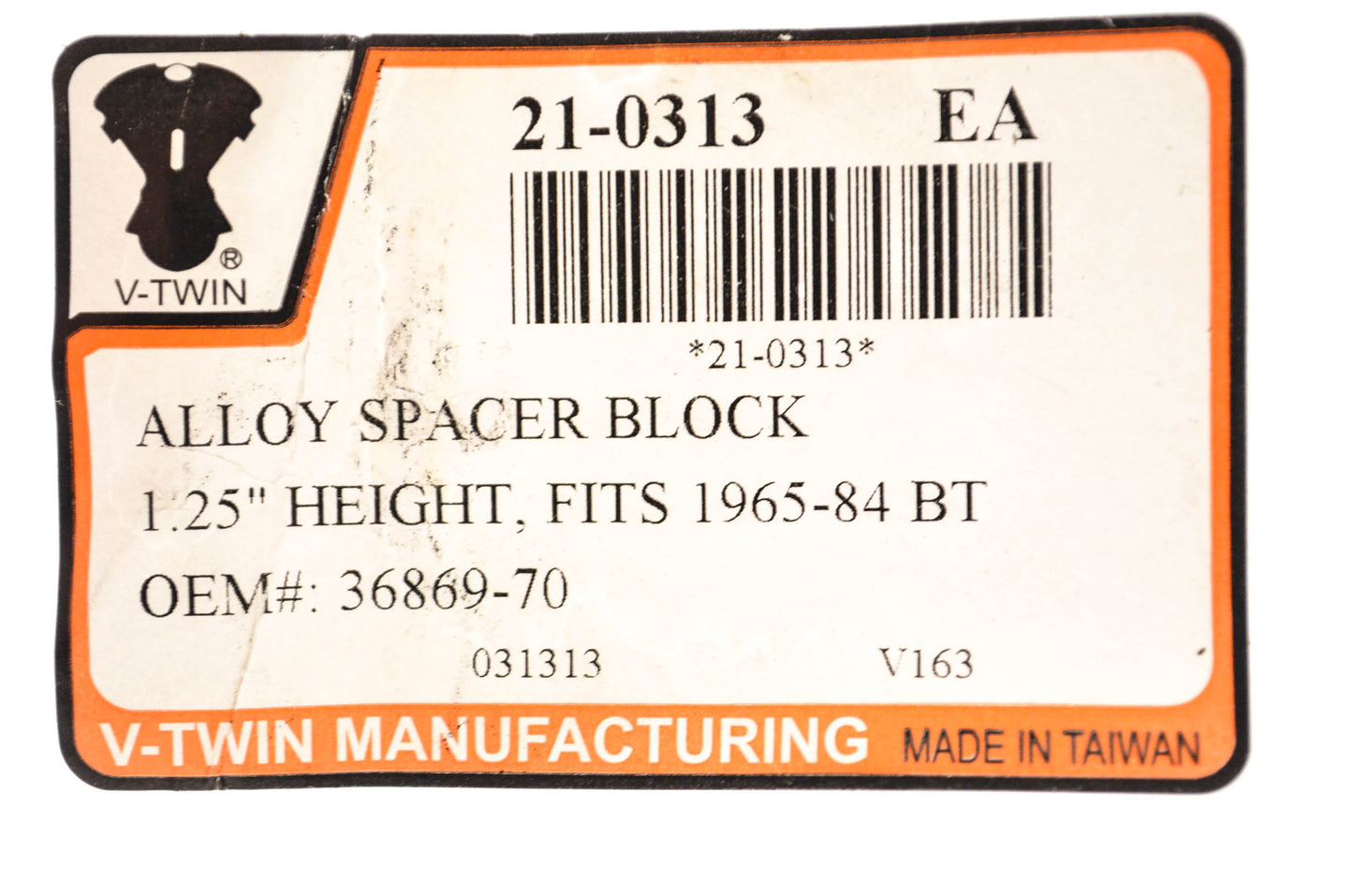V-Twin 36869-70, 21-0313 Spacer Block NOS