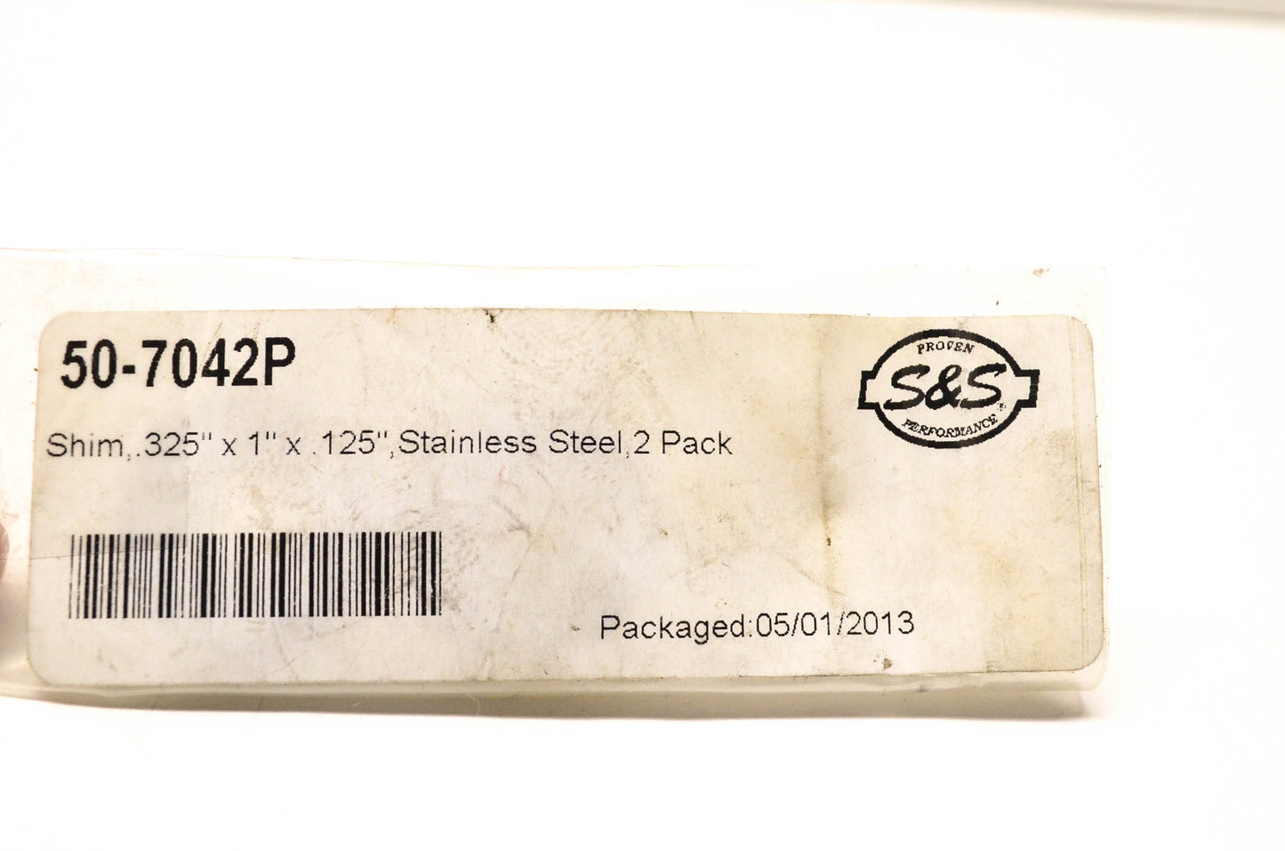 S&S 50-7042P Stainless Steel Shims .325x1x.125 Qty 2 NOS