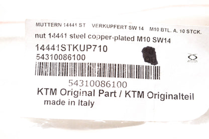 New OEM KTM 54310086100, 14441STKUP710 Steel Copper Plated Nut NOS