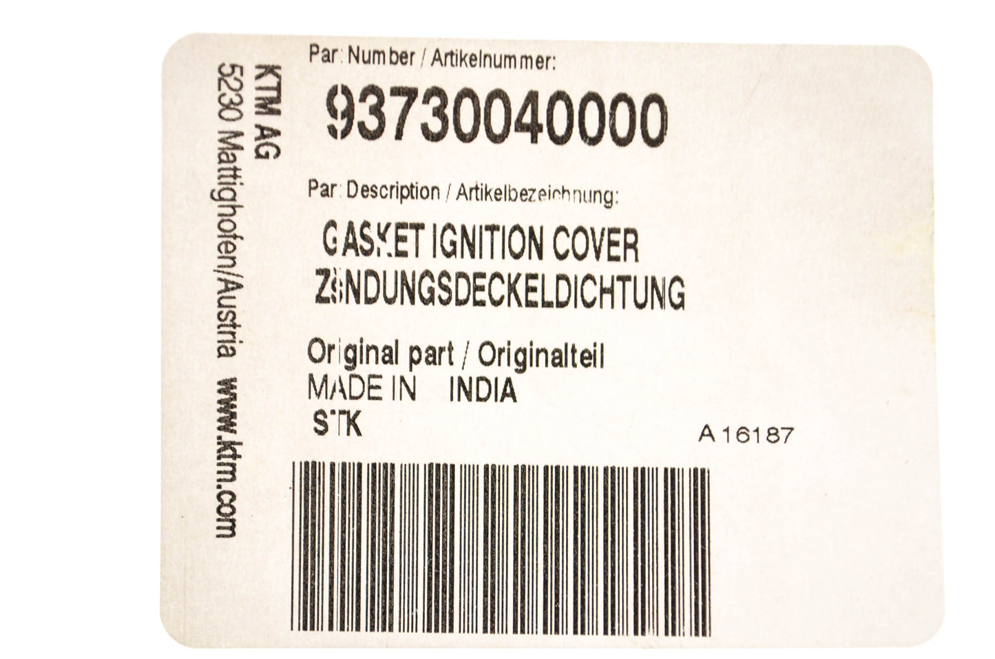 New OEM KTM 93730040000 Gasket NOS