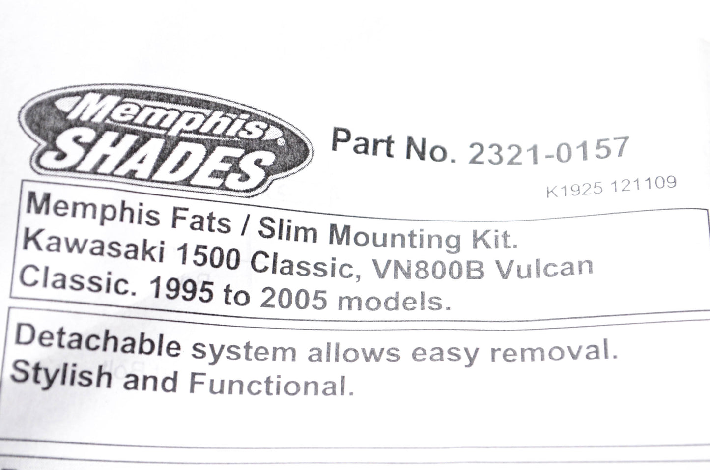 Memphis Shades 2321-0157, K1925 121109 Fats/Slim Mounting Kit NOS