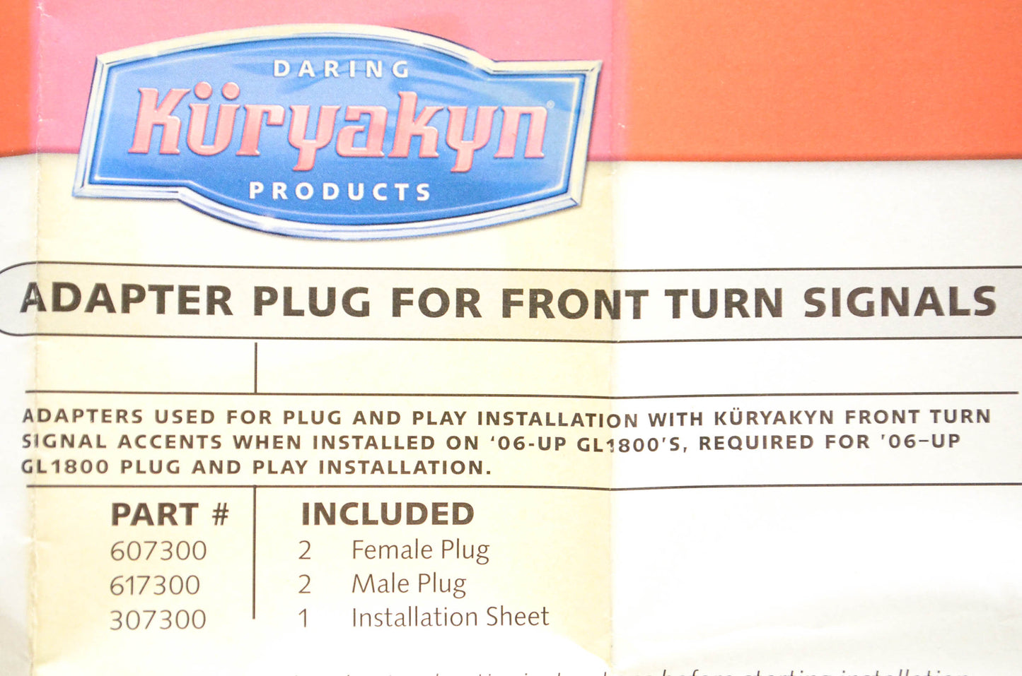 Kuryakyn 607300, 617300 Adapter Plug Kit NOS