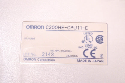 Omron C200HE-CPU11-E, 34-0506 Programmable Controller Assembly NOS
