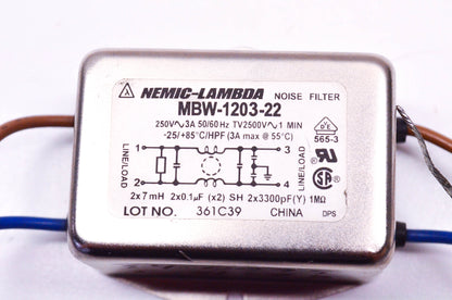 Nemic-Lambda MBW-1203-22 Noise Filter 250V~3A 50/60Hz NOS
