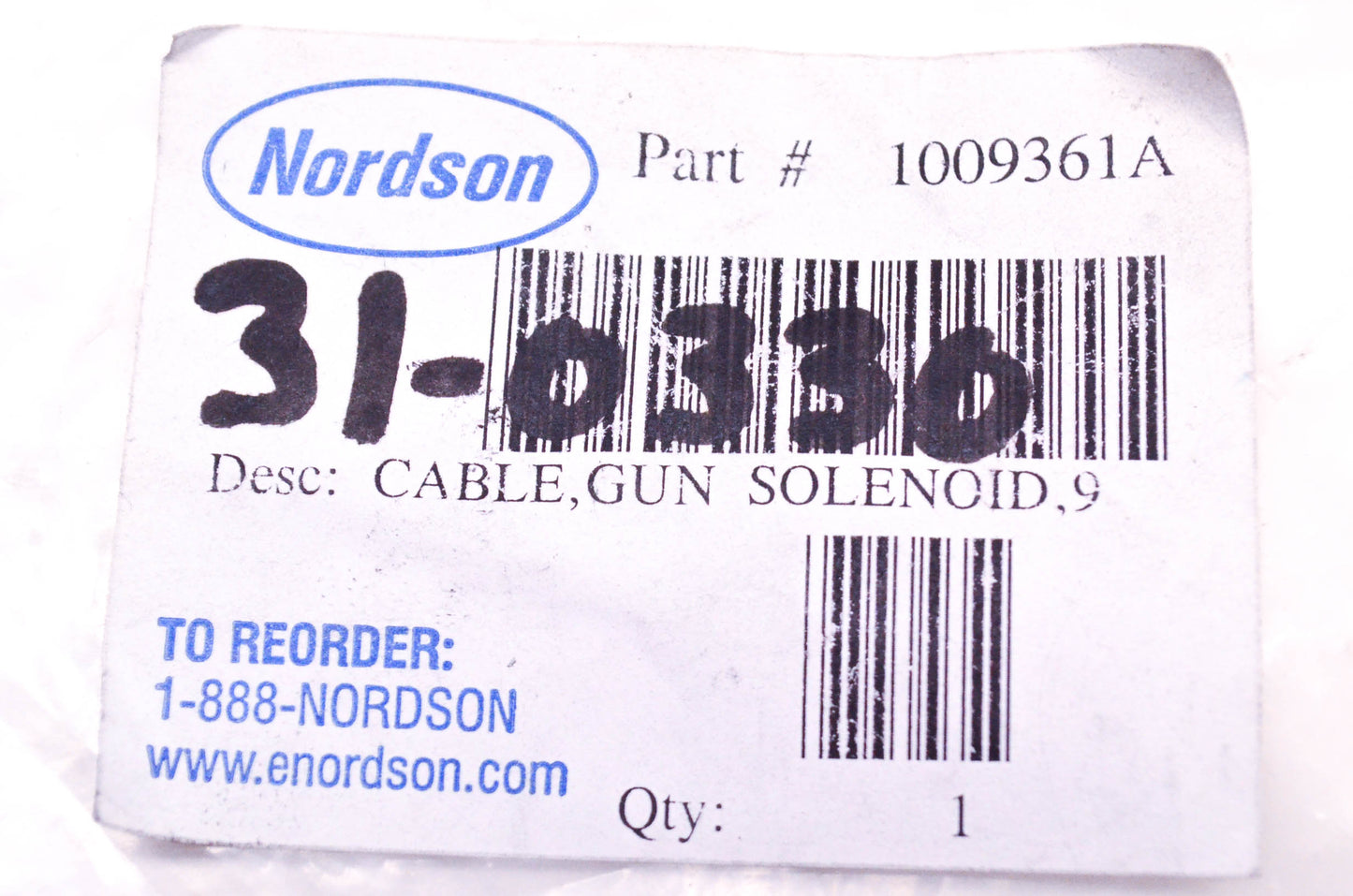 Nordson EFD 1009361A, 1009361, 31-0330 Gun Solenoid Cable Assembly NOS